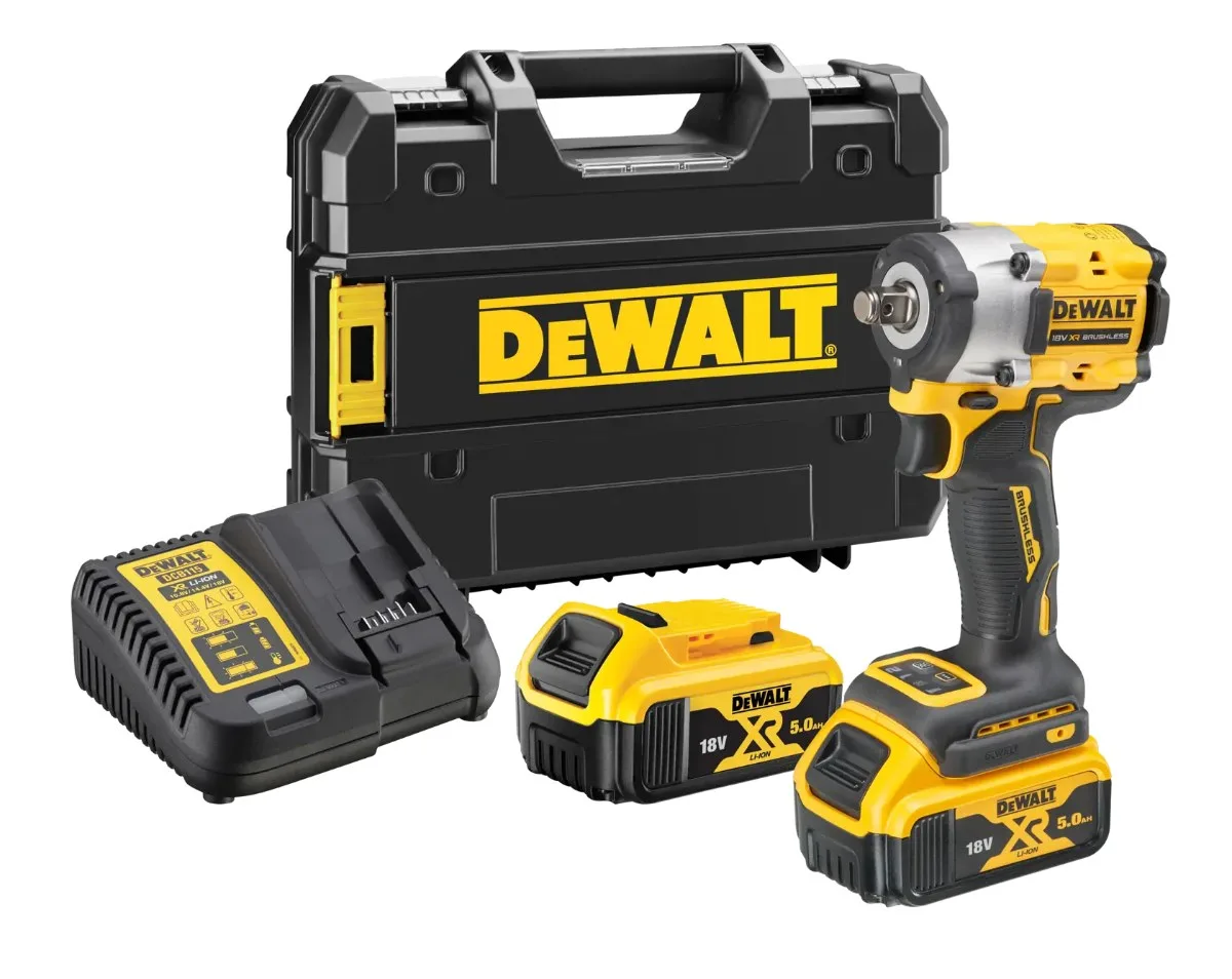 DeWalt aku udarni ključ DCF921P2T 18 V XR — 1/2", 406 Nm, 2 × 5,0 Ah, TSTAK