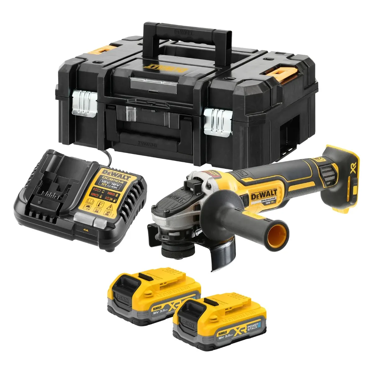 DeWalt aku kutna brusilica DCG405S2T 18 V XR — 125 mm, 2 × 3,5 Ah POWERSTACK, TSTAK
