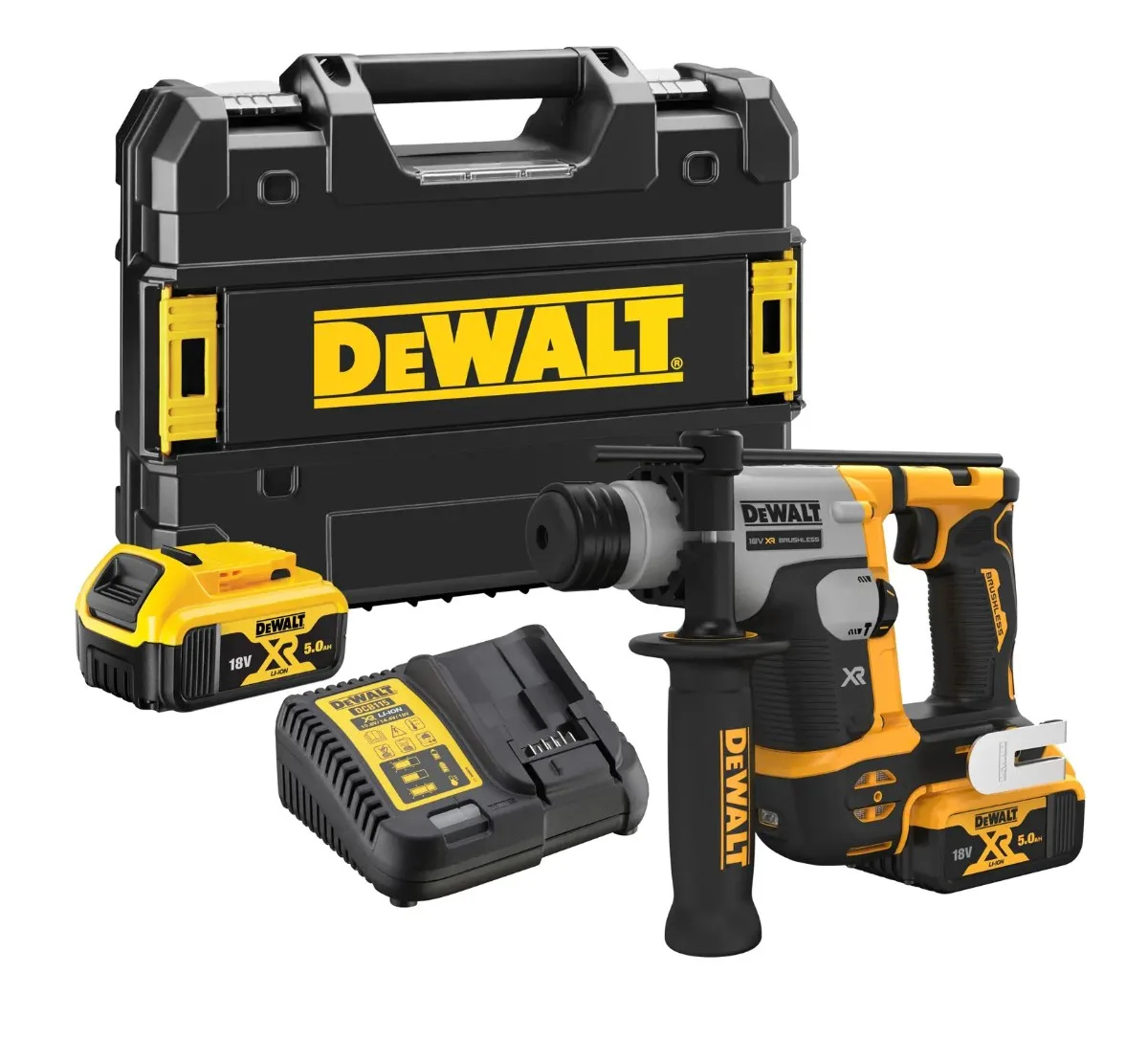DeWalt aku kompaktni čekić DCH172P2 18 V XR SDS-plus — 1,4 J, 2 × 5,0 Ah