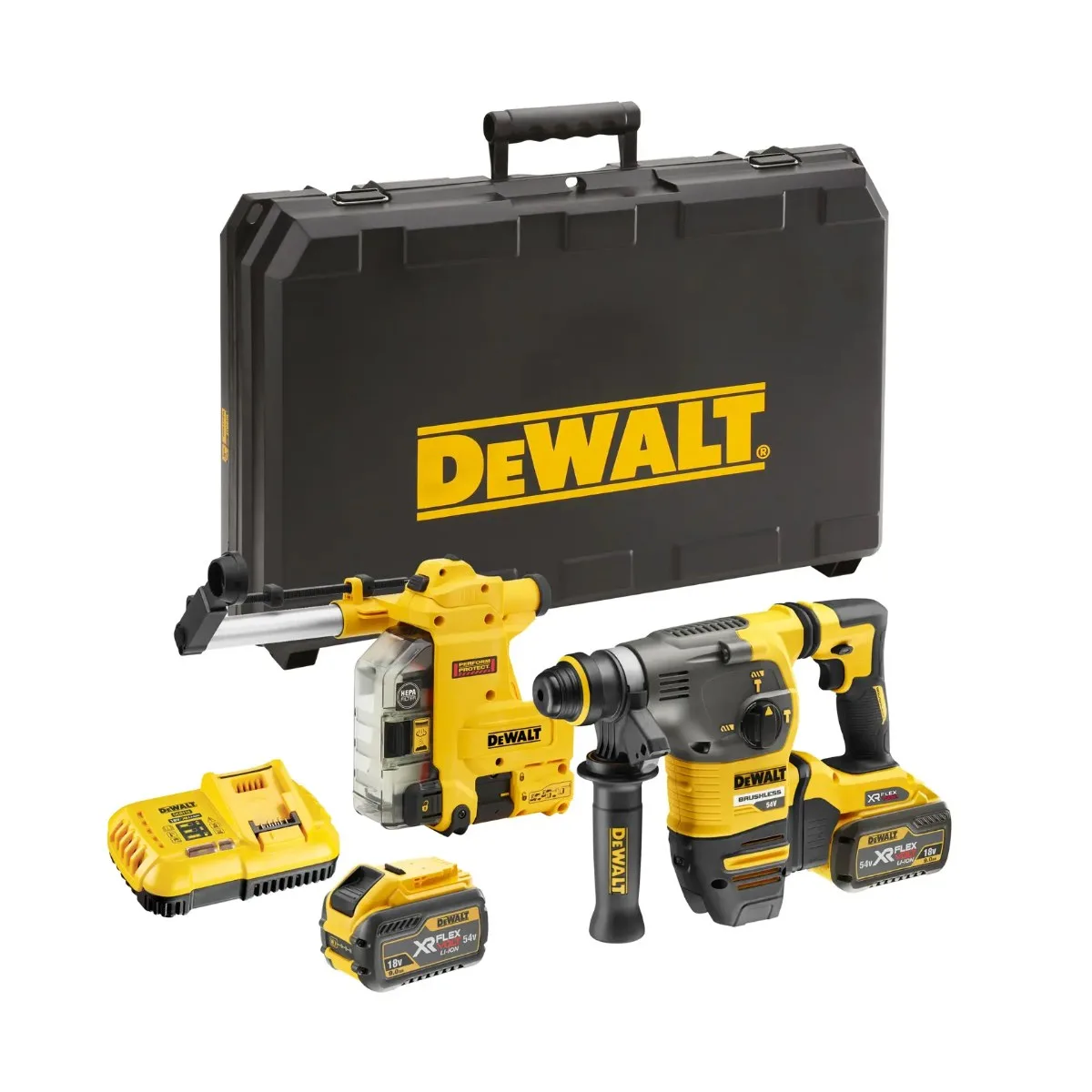 DeWalt aku kombinirani čekić DCH335X2 54 V FLEXVOLT SDS-plus — 3,5 J, 2 × 9,0 Ah, odsis prašine
