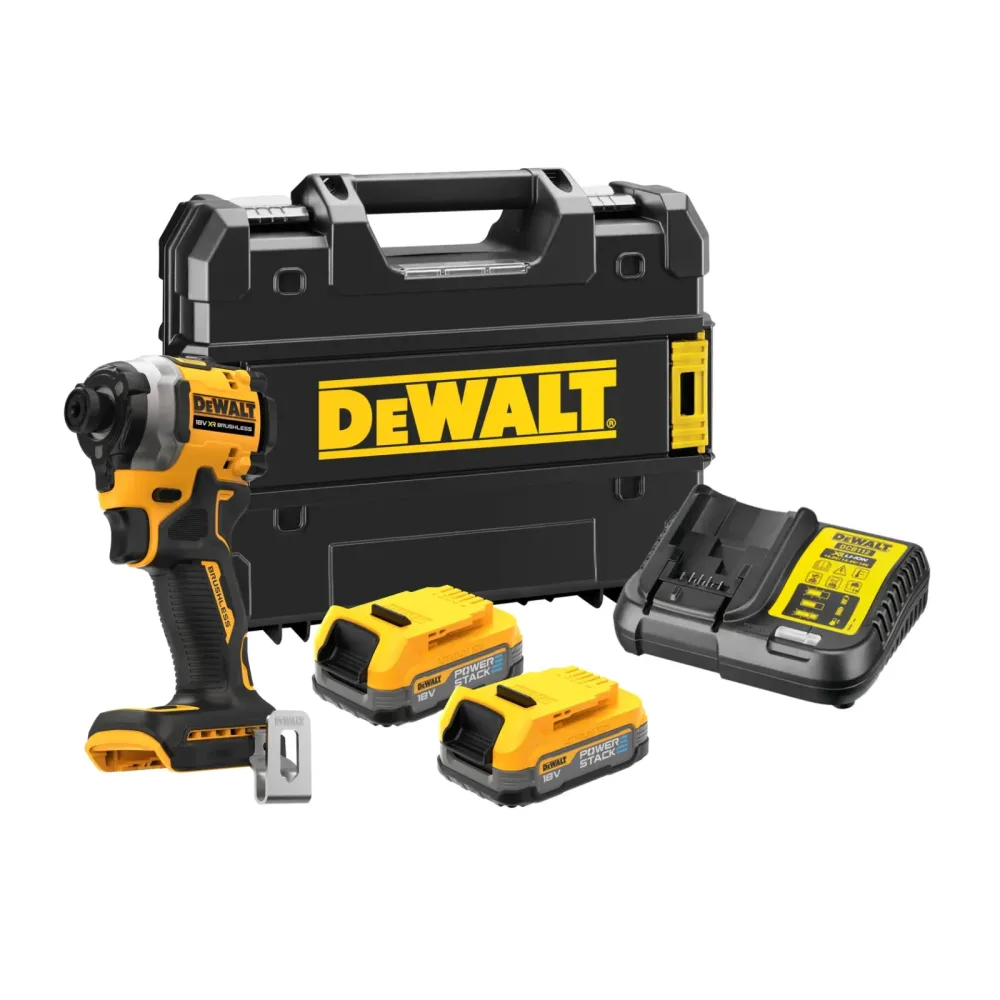 DeWalt aku udarni odvijač DCF850E2T 18 V XR — 1/4", 205 Nm, 2 × 1,7 Ah POWERSTACK, TSTAK