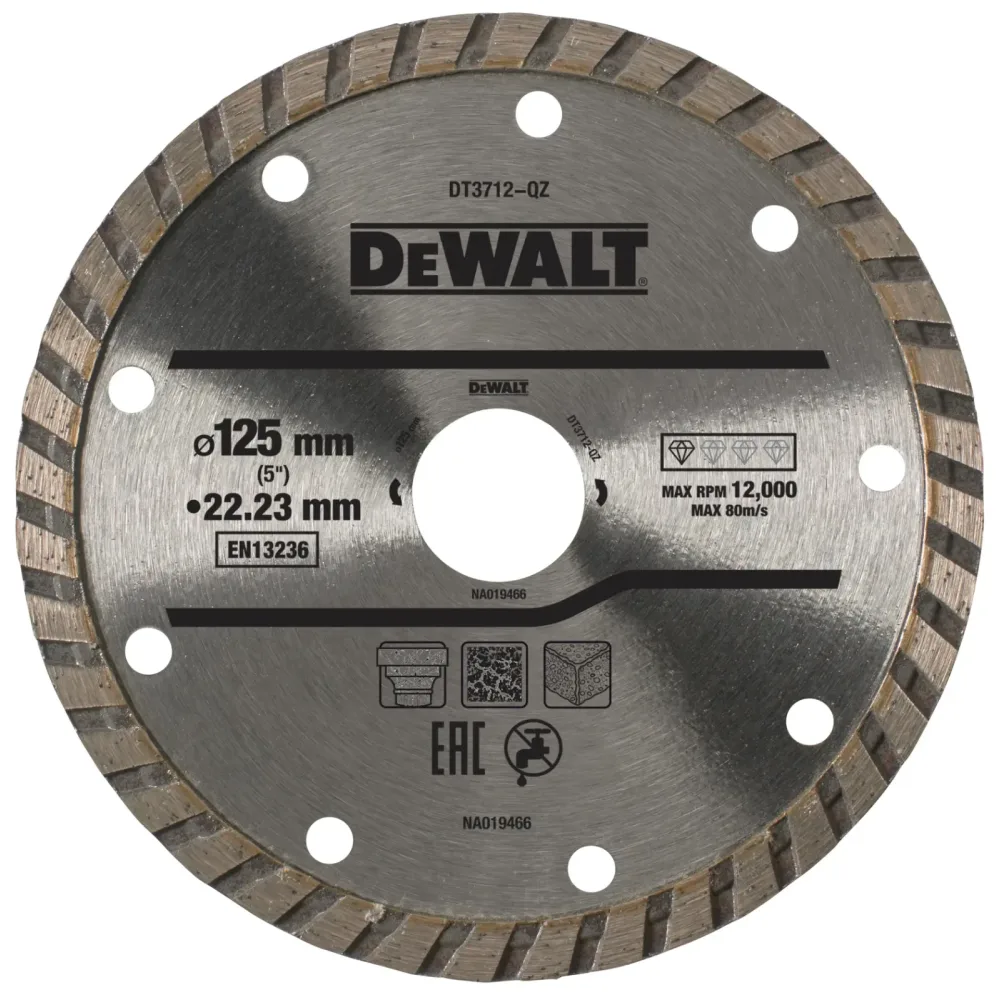 DeWalt dijamantna rezna ploča DT3712 turbo — 125 × 22,23 mm