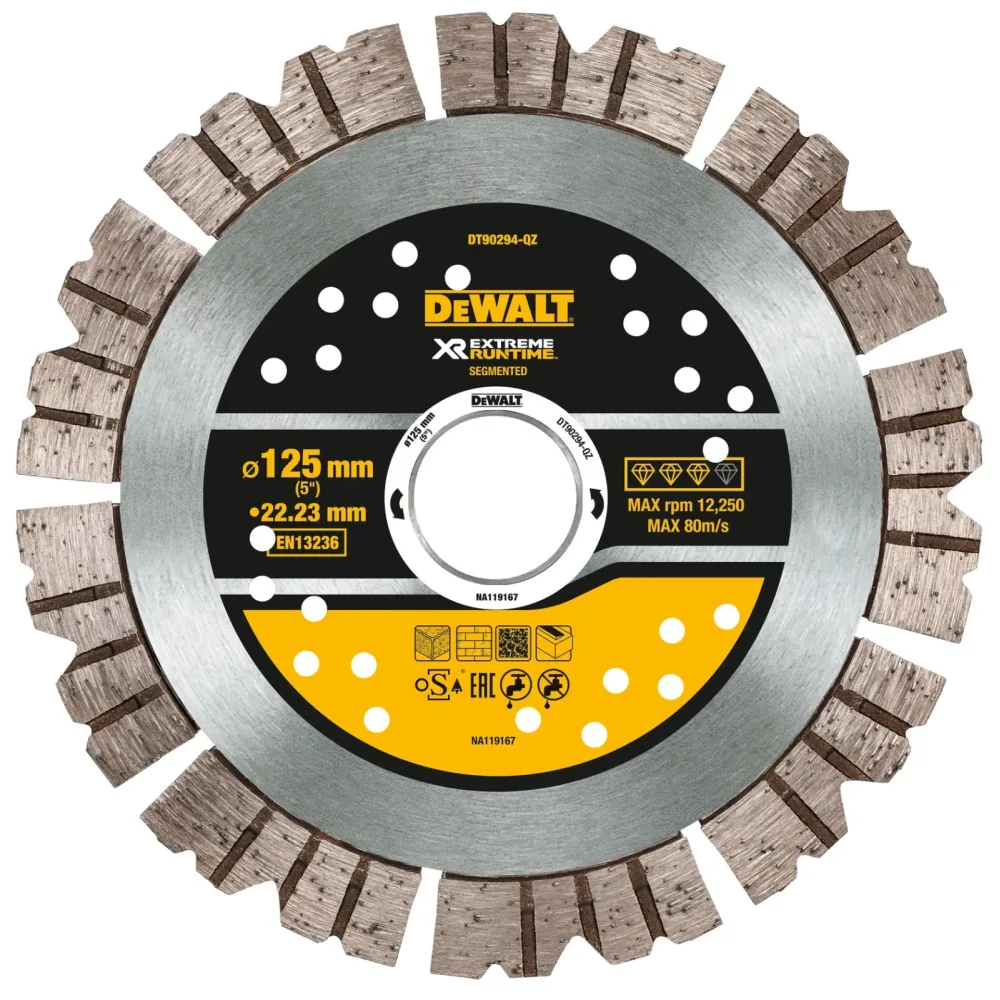 DeWalt dijamantna rezna ploča DT90294 EXTREME Runtime za beton — 125 × 22,23 mm