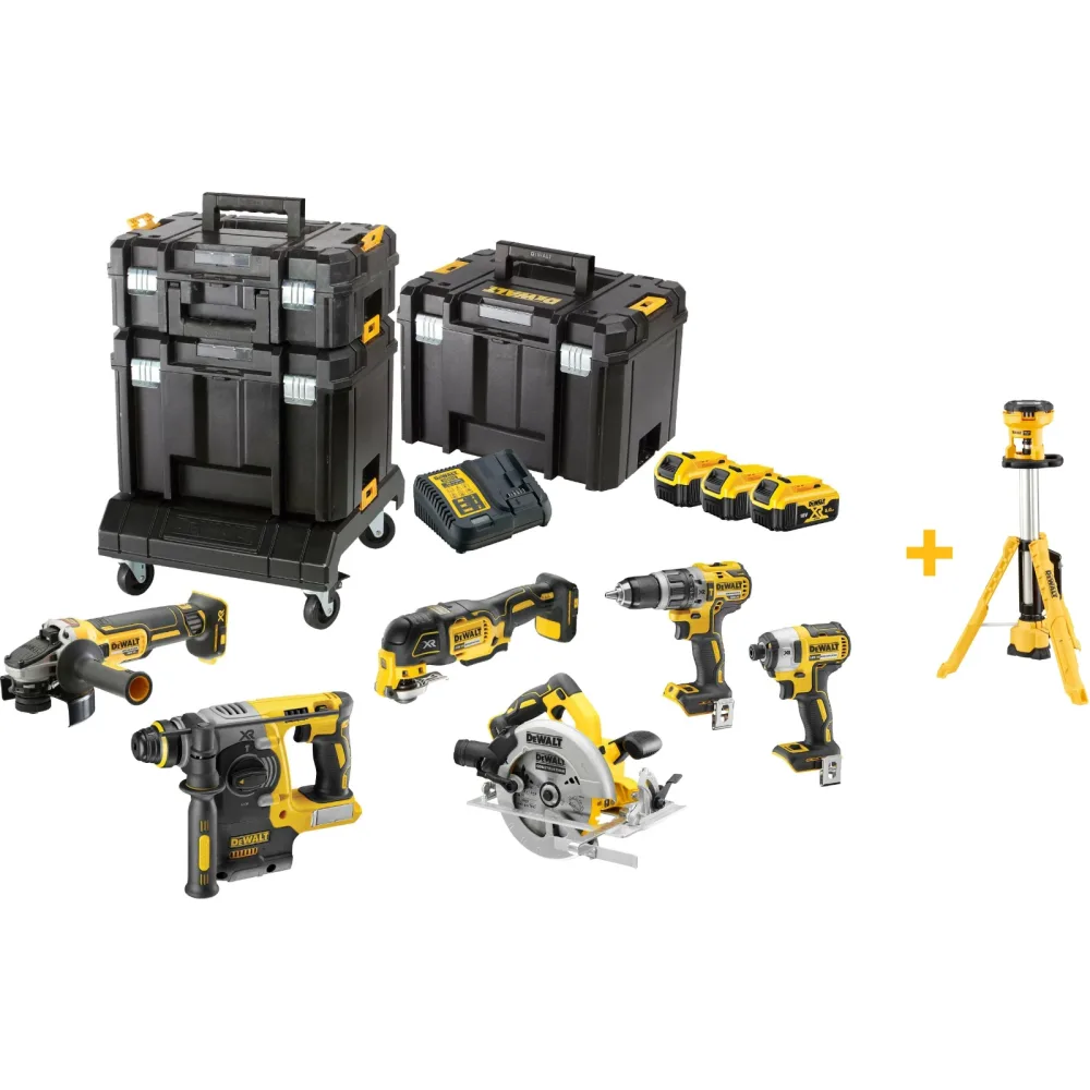 DeWalt komplet aku alata DCK685P3T 18 V XR — 6 alata, 3 × 5,0 Ah, 3 × TSTAK i kolica
