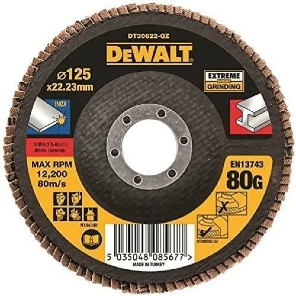 DeWalt lamelna brusna ploča DT30622 EXTREME — 125 mm, granulacija 80, ravna