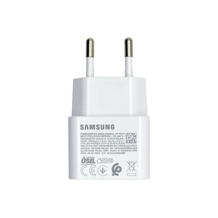 Kućni punjač original za Samsung T2510NWEG tip C PD 25W gan bijeli blister