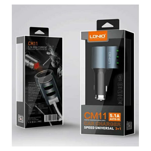 Auto punjač 2 u 1 LDNIO CM11 upaljač + 3*USB 5.1 A Android (micro)