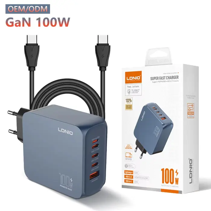 Kućni punjač brzi LDNIO Q8 100W gan 1* USB A+3* tip C+1*LIGH.