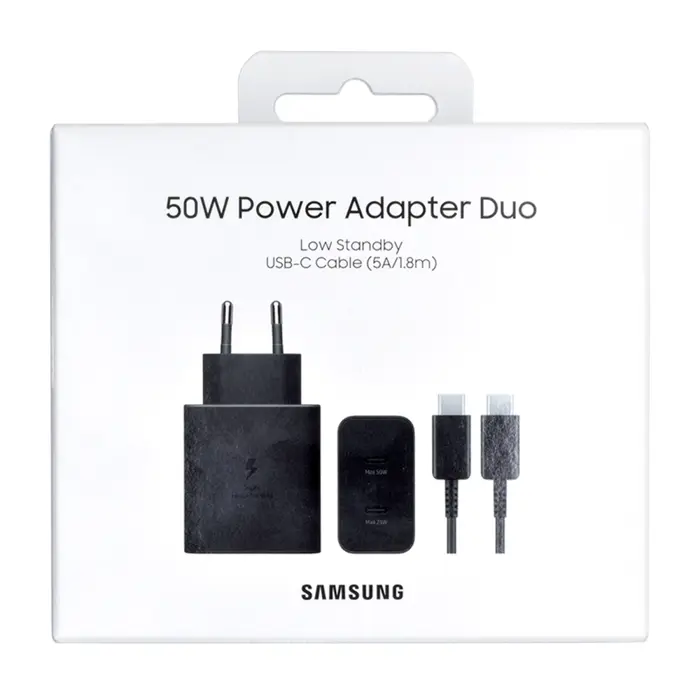 Kućni punjač original za Samsung T5020XBEG 50W 2*TIP C + tip C USB crni blister