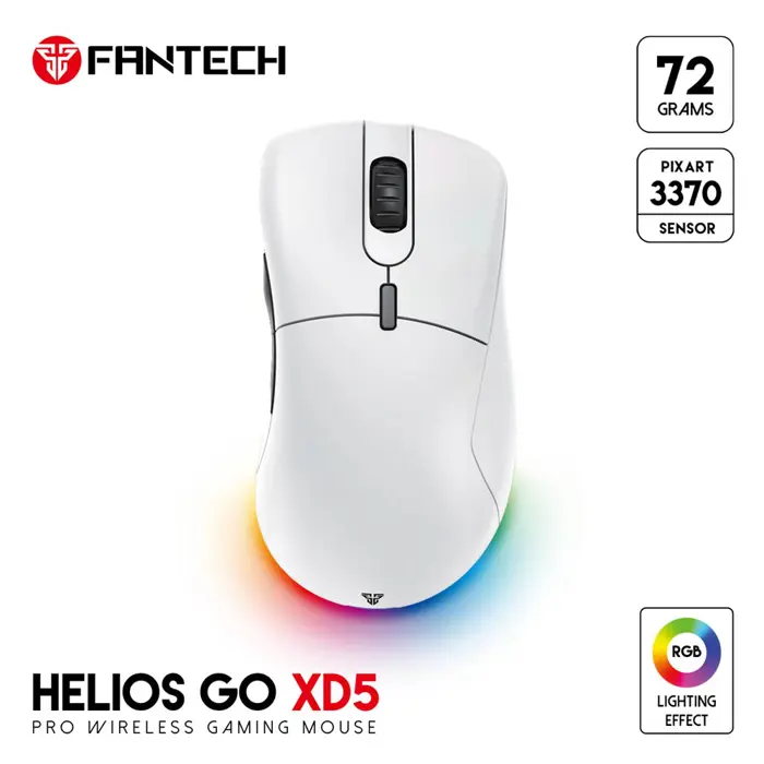 Miš gaming bežični Fantech 800-19000 DPI helios go XD5 space edition bijeli