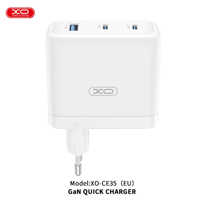 Kućni punjač XO CE35 100W gan fast 2*USB-C 100W USB-A 27W bijeli