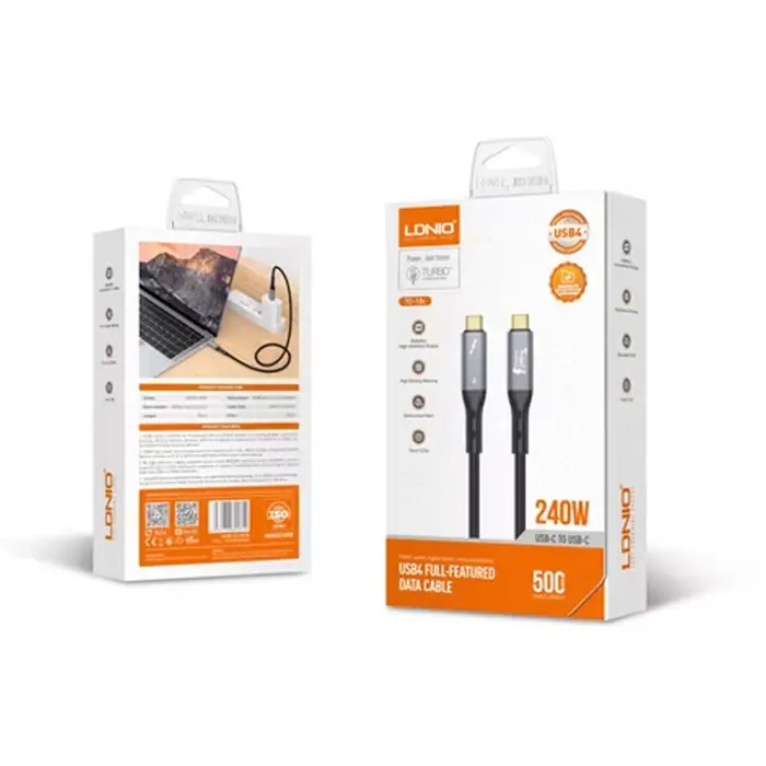 USB kabel LDNIO TC11c brzi 240W, 40Gbps, 8K 60Hz tip C na tip C 1 m crni