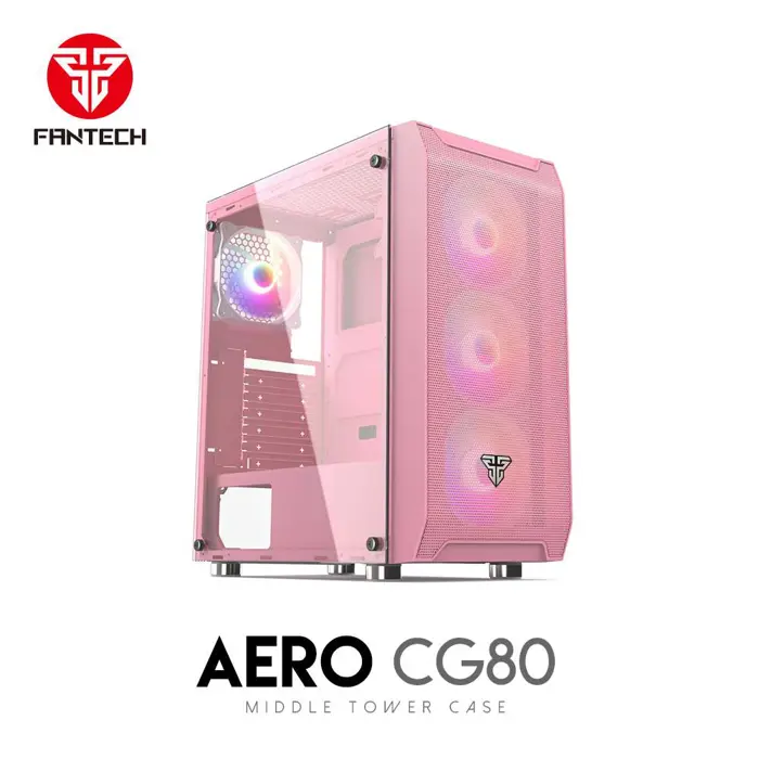 PC kućište Fantech 415x210x445mm 4,9kg 4xVENTILATOR lijevo staklo aero CG80 roza