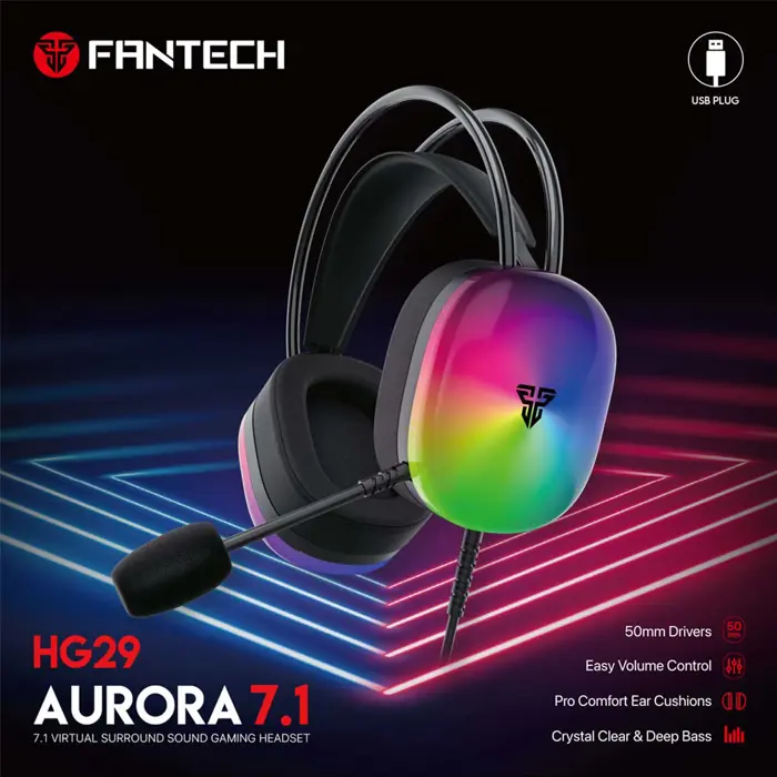 Slušalice žične gaming Fantech 7.1 aurora HG29 crne