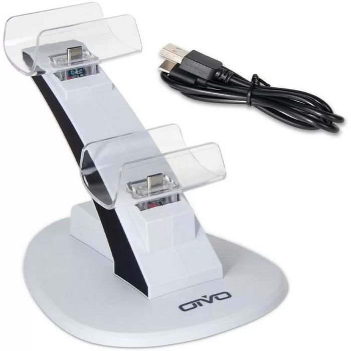 Punjač dual dock za PS5 kontrolere vertikalni oivo IV-P5234 crno-bijeli