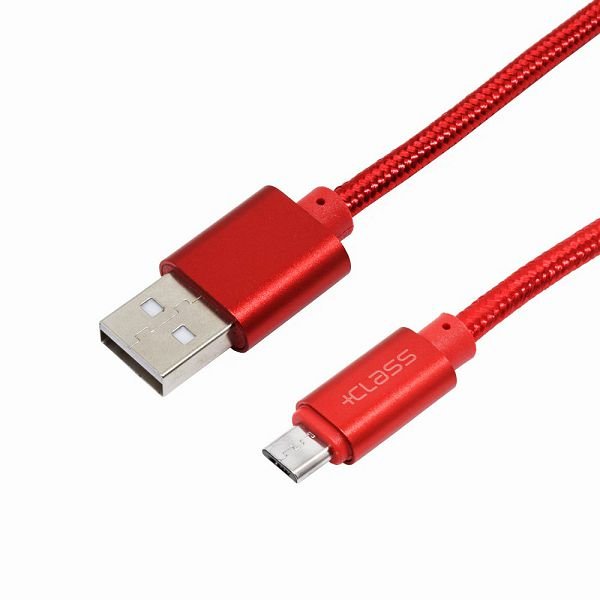 USB kabel +CLASS mikro, USB na mikro 1 m pleteni crveni