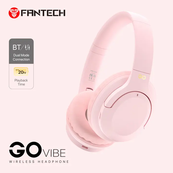 Bluetooth stereo slušalice Fantech BT5.3 3,5mm go vibe WH05-PK roza