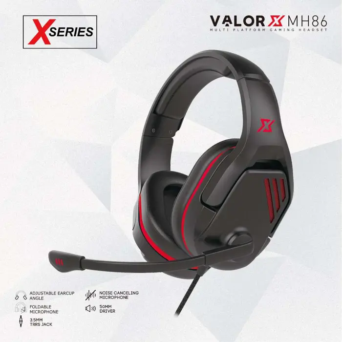 Slušalice žične gaming Fantech 3.5 mm + USB + mikrofon valor MH86 X series crne