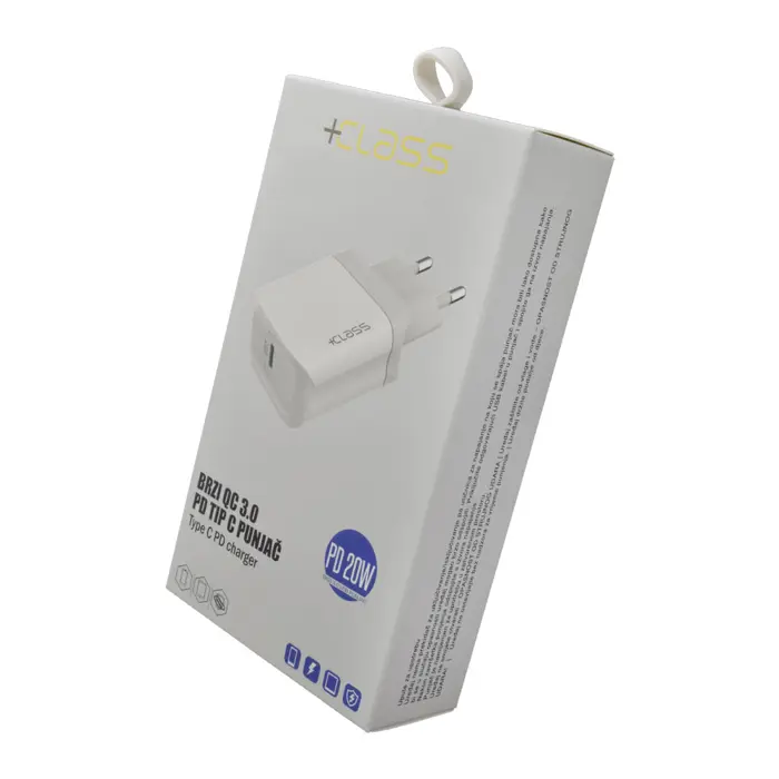 Kućni punjač +CLASS USB-C PD 20W brzi 220V bijeli