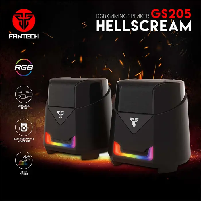 Zvučnik gaming Fantech 3.5 mm + USB hellscream GS205 RGB crni