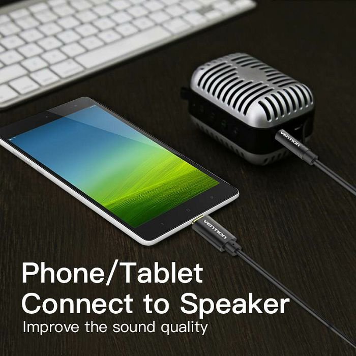 Audio kabel tip C muški na 3.5 mm muški Vention opruga 1 m bgabf crni