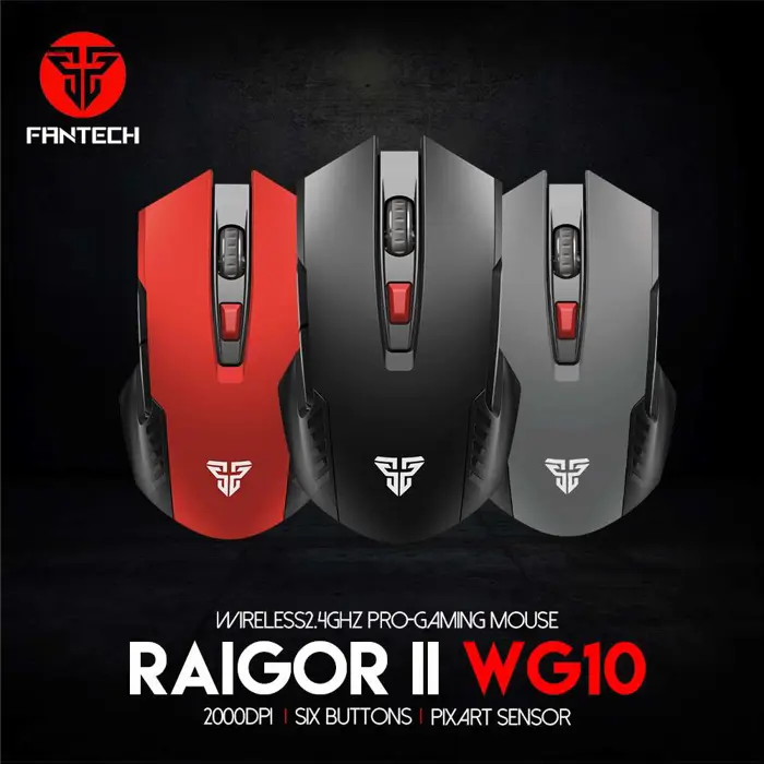 Miš gaming bežični Fantech 2000 DPI raigor II WG10 sivi