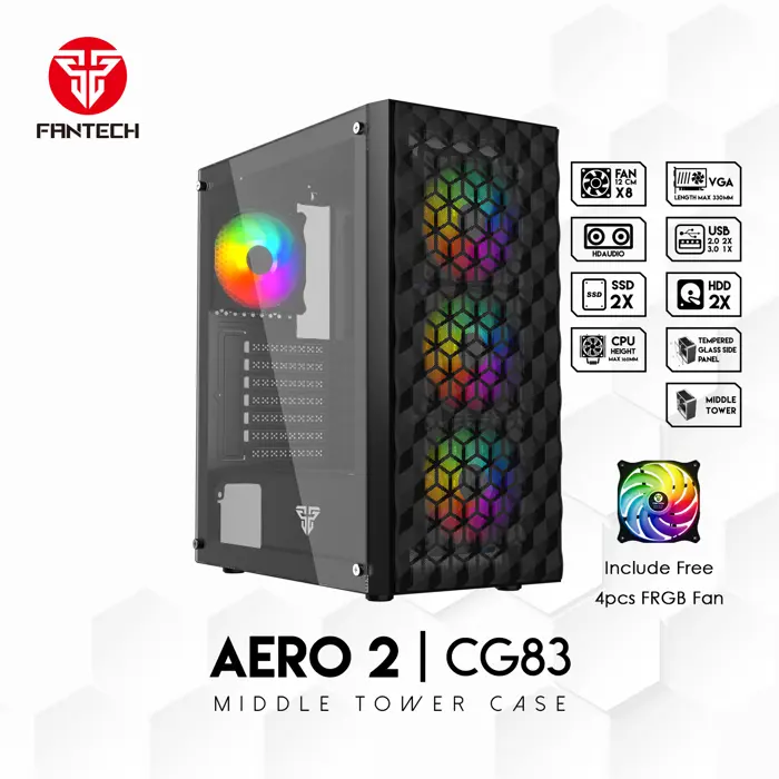 PC kućište Fantech 380x200x450mm AERO2 crno