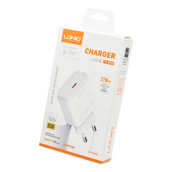 Kućni punjač brzi LDNIO Q122 27W 1*TIP C + kabel tip C na Lightning