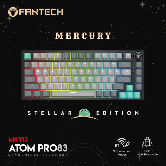 Tipkovnica gaming žična mehanička Fantech atom Pro 83 red sw. MK913 Mercury