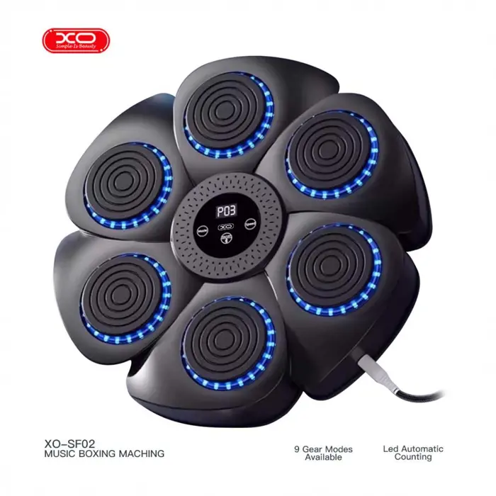 Zidni muzički boks fokuser RGB XO šest meta + rukavice za odrasle SF-02 crni