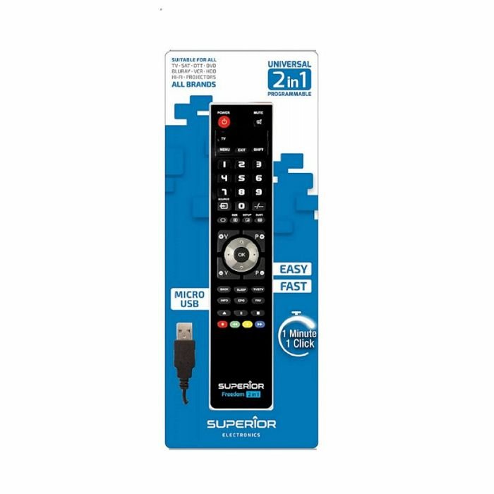 Daljinski upravljač superior freedom univerzalni 2U1 + USB tip C crni