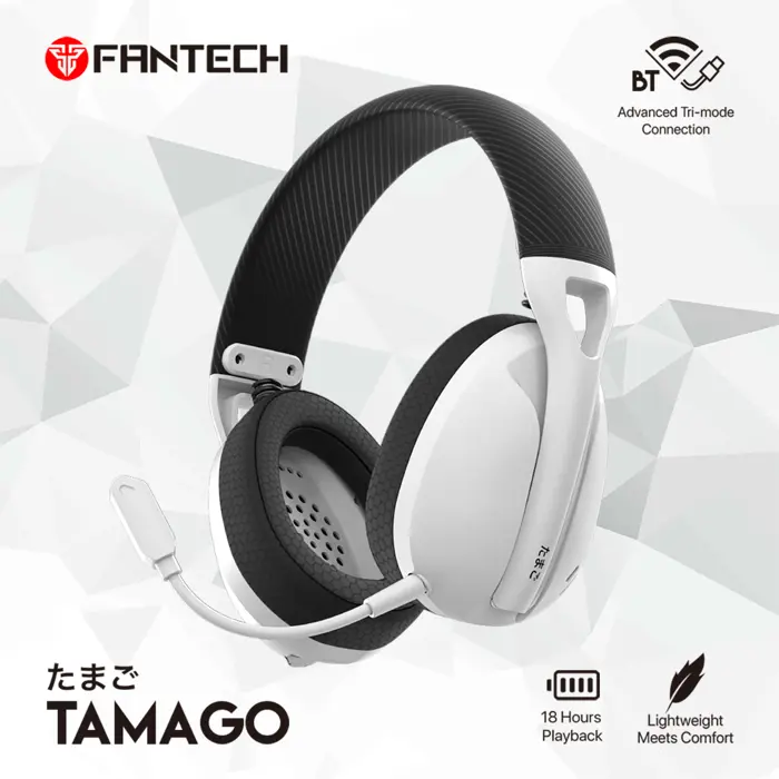 Bluetooth stereo slušalice Fantech BT5.2, wi-fi 2.4G, tip C tamago WHG01 bijele