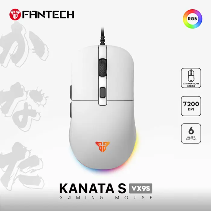 Miš gaming žični Fantech 7200 DPI kanata VX9S bijeli